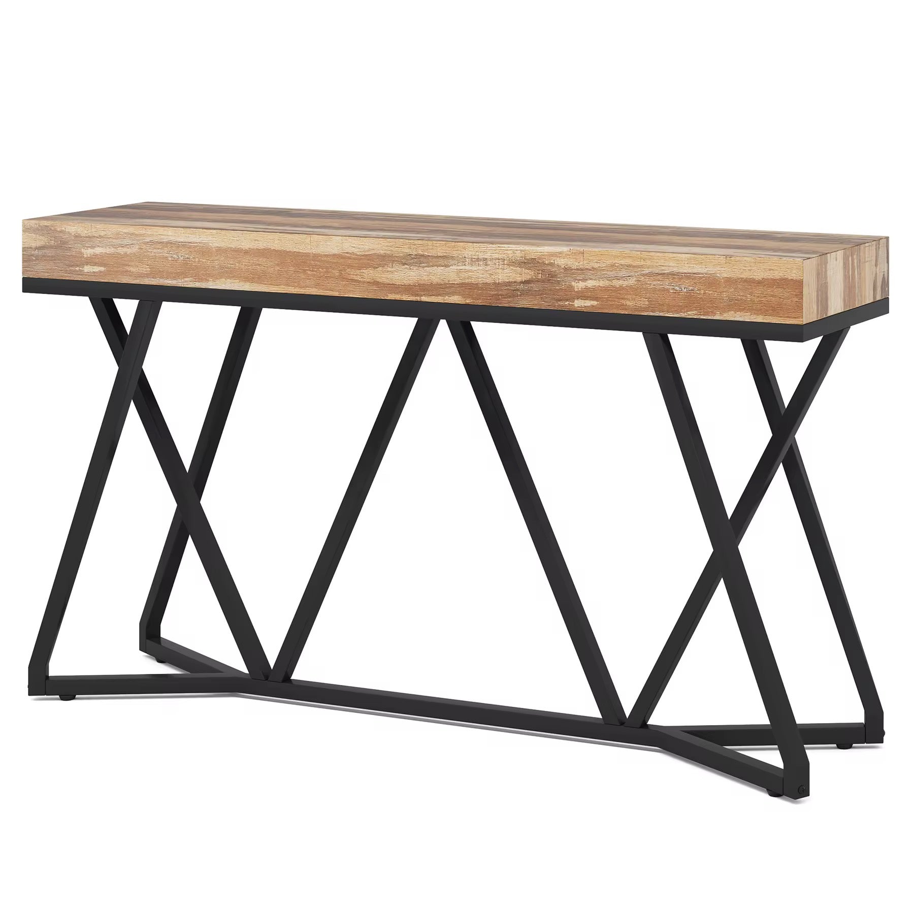 Table console design moderne 55 pouces avec base en métal unique pour derrière le foyer du canapé ou l’utilisation d’accent industriel