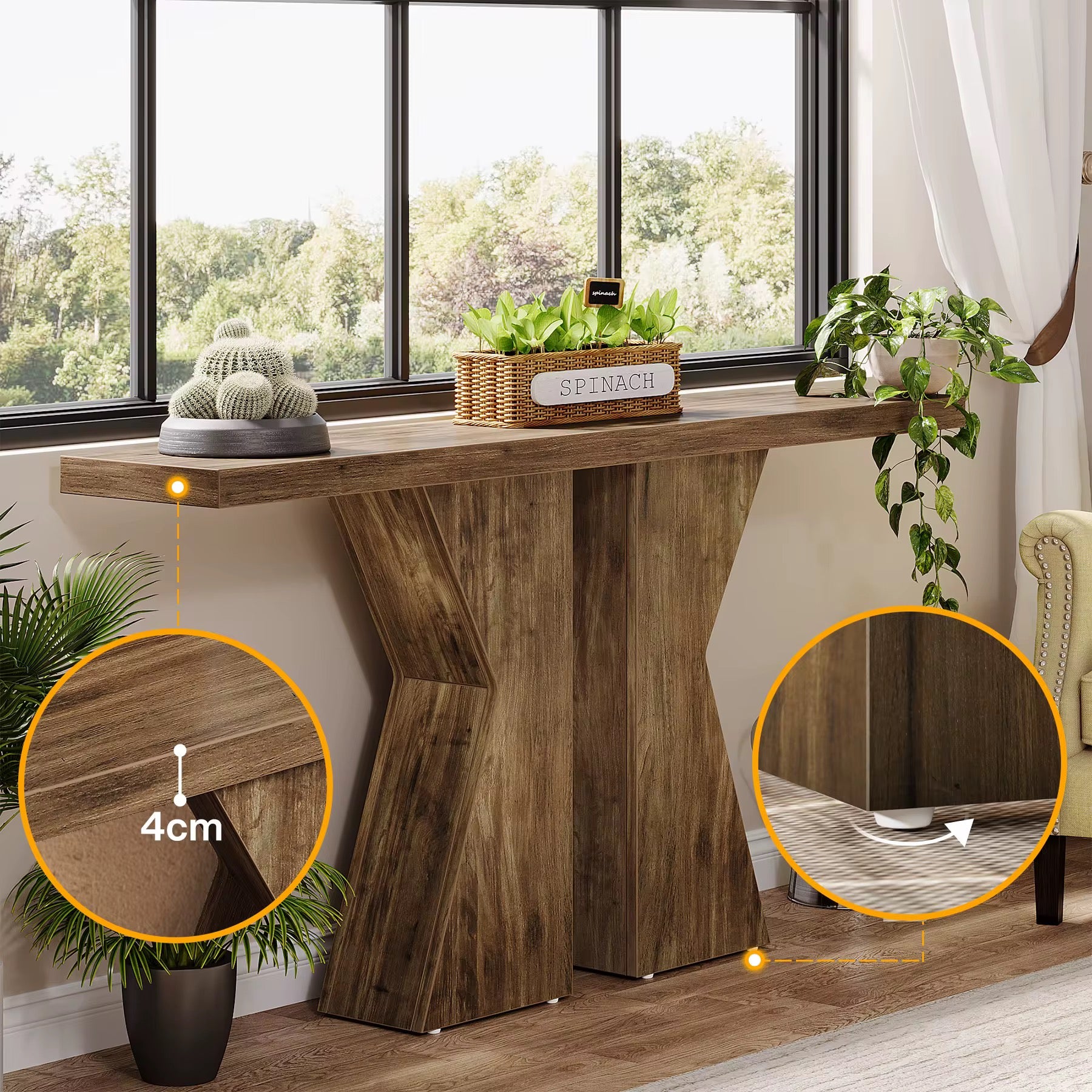 Meuble de console en bois table d’entré étroit décor à la maison