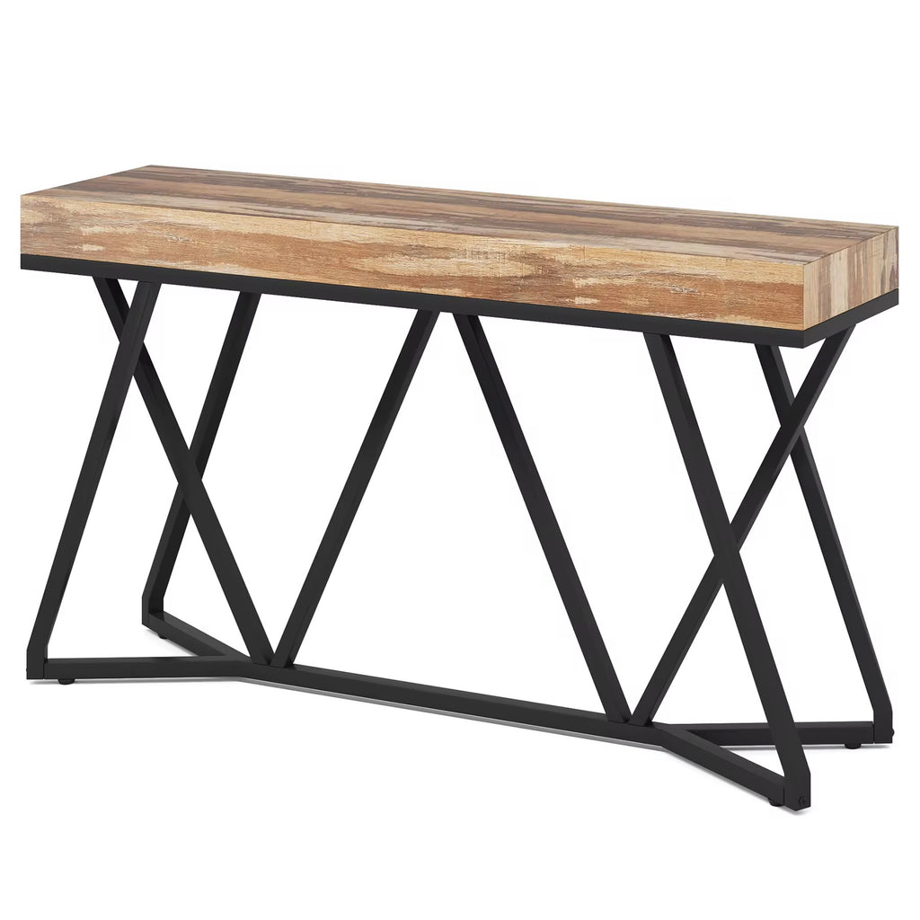 Table console design moderne 55 pouces avec base en métal unique pour derrière le foyer du canapé ou l’utilisation d’accent industriel